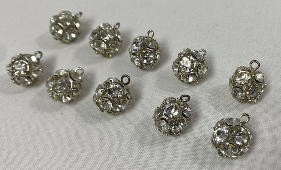 Silver Rhinestone Buttons~VTG~Disco Ball~Dome Crystal Cluster~VGUC~11mm/6/8\