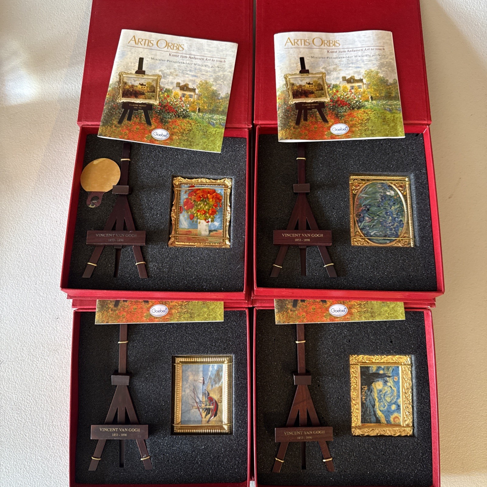 Lot of 4 Goebel Artis Orbis Vincent Van Gogh Miniature Porcelain Paintings