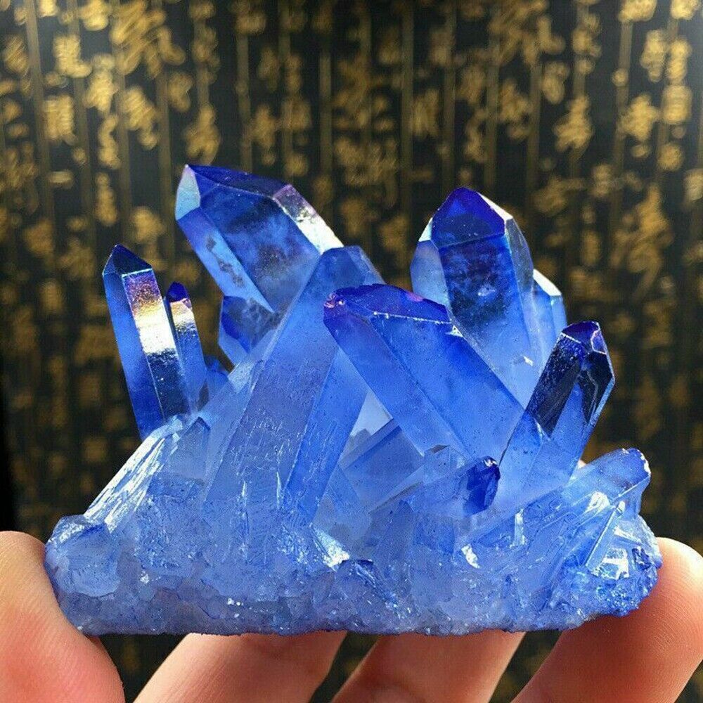 Rare Natural Blue Crystal Quartz Cluster Stone Mineral Healing Specimen Gifts