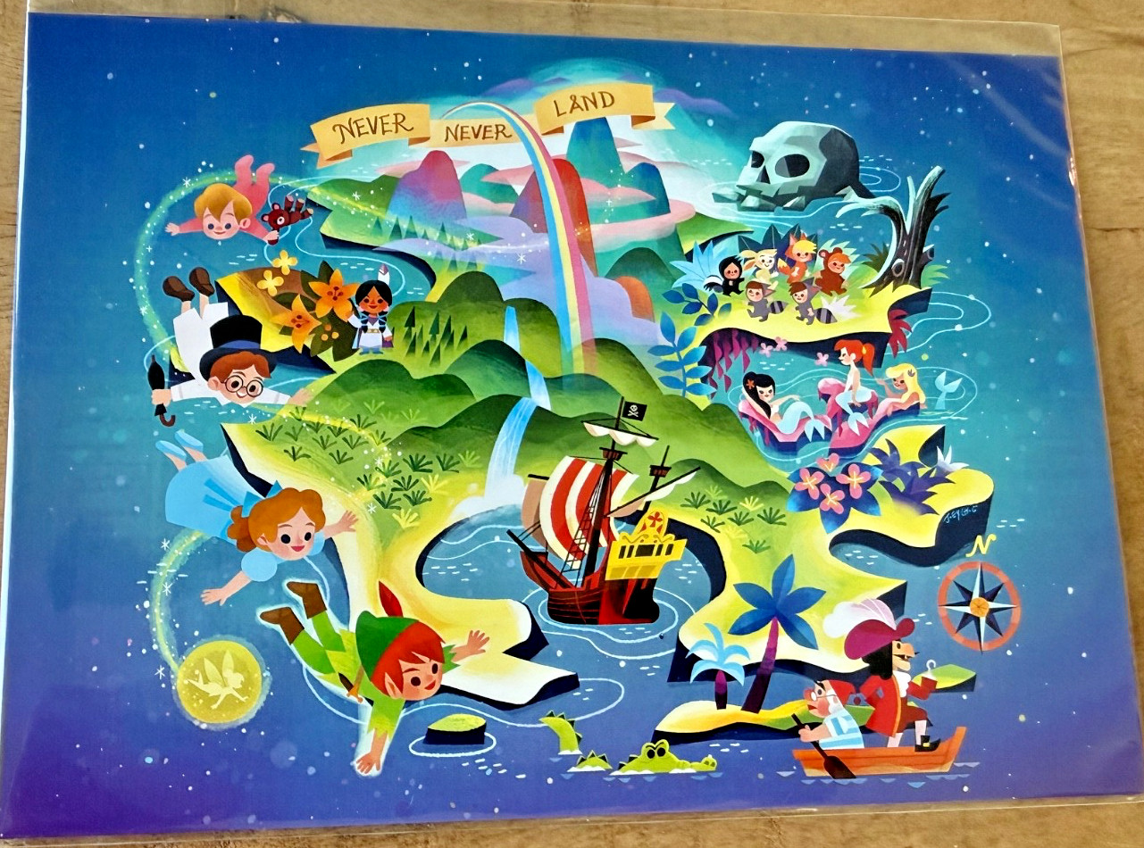 2026 Disney Parks Joey Chou The Map To Neverland Peter Pan 5x7\