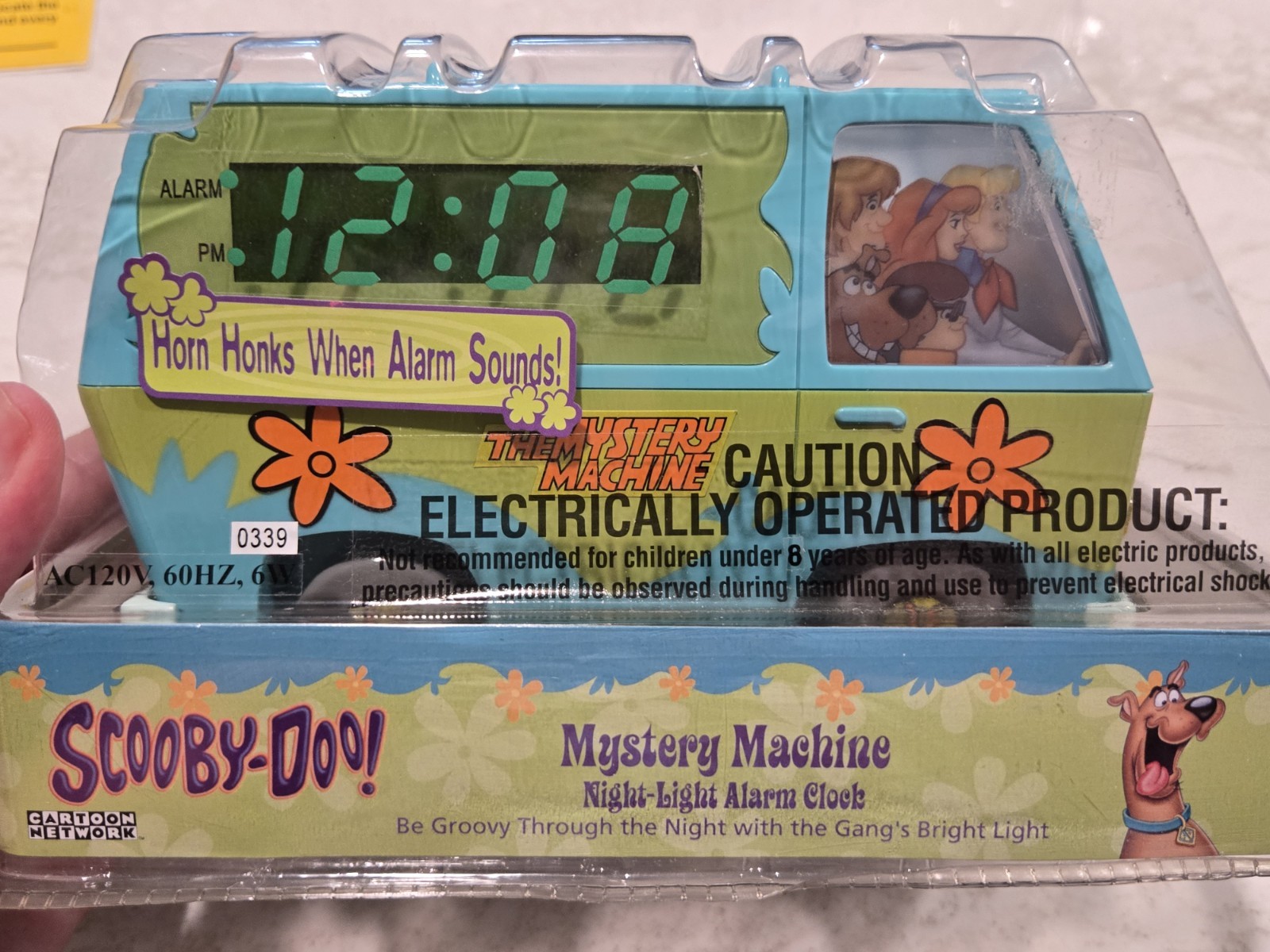 Scooby Doo Mystery Machine Nightlight Horn Alarm Clock Vintage 2002 NEW 