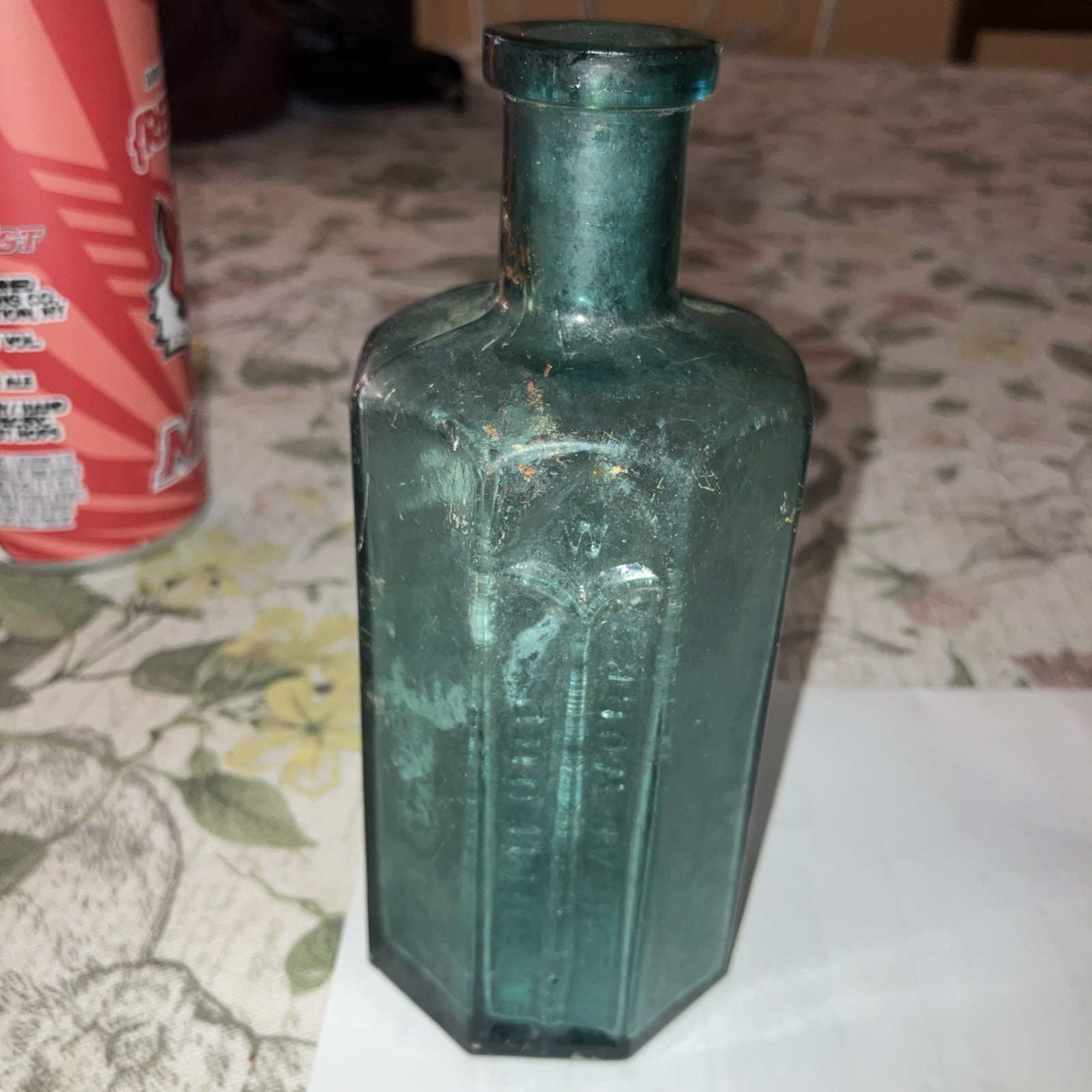 ANTIQUE SCARCE VARIANT RUMFORD PATENTED 1868 LONG NECK TEAL BLUE MEDICINE BOTTLE