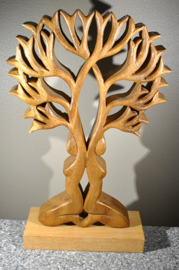 Vintage Handcrafted Wood Tree of Life Sculpture, 15\