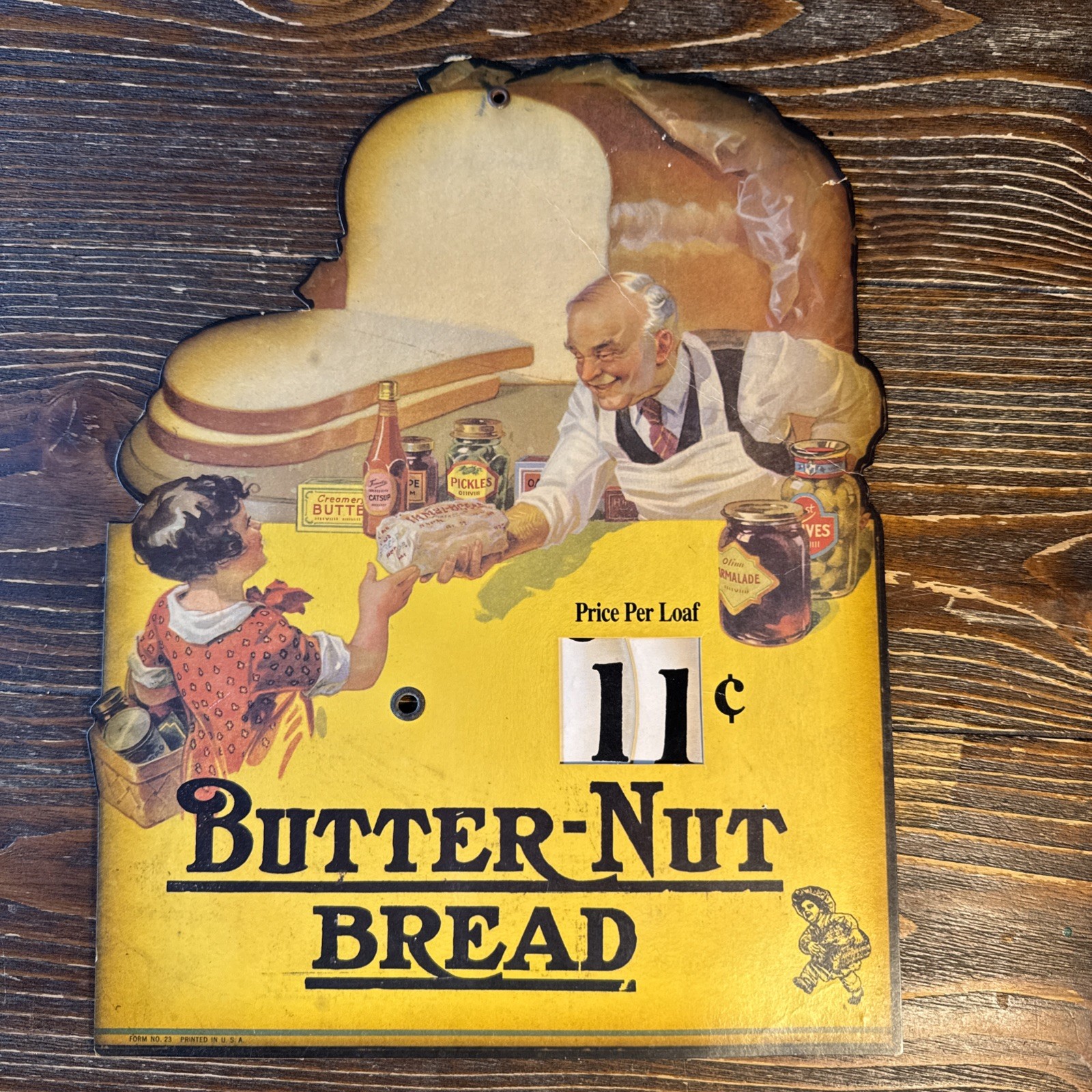 Rare Vintage 1930s Butter-Nut Bread Cardboard Sign Price Wheel ORIGINAL