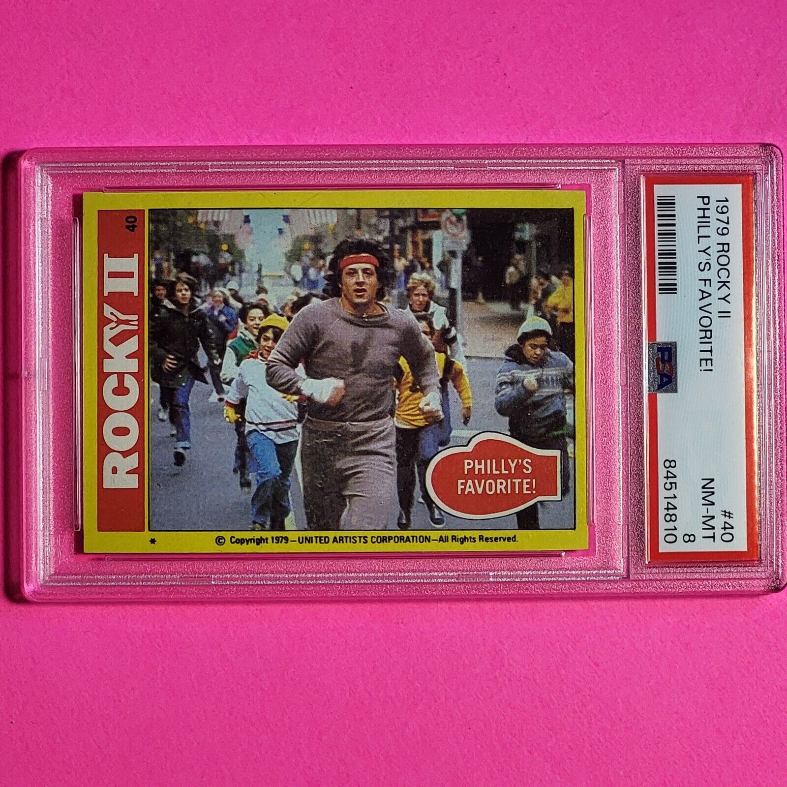 1979 Rocky II Movie Card #29 Philly's Favorite Sylvester Stallone RC PSA 8 Nm-Mt