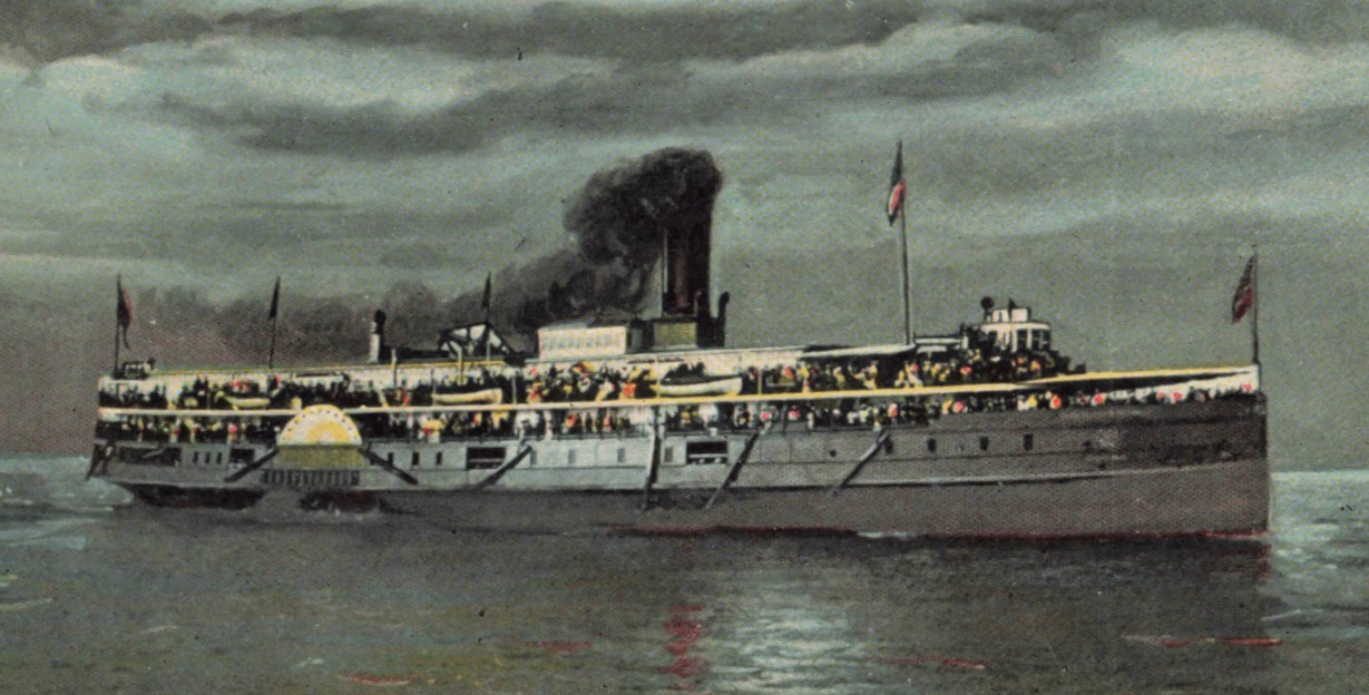 Vintage Great Lakes Ship Postcard Steamer City of Erie Full Moon Lake Erie 1910s