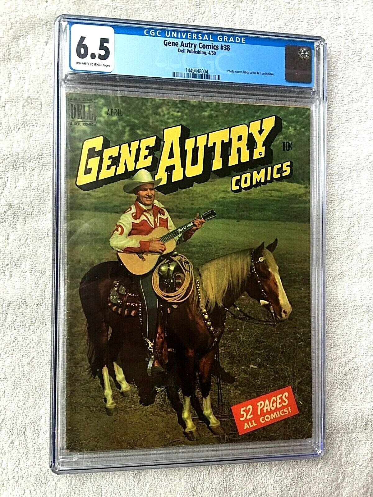 Gene Autry Comics #38 DELL Apr 1950 cgc 6.5 off-wh/Wht Pgs Photocover Front/Rear