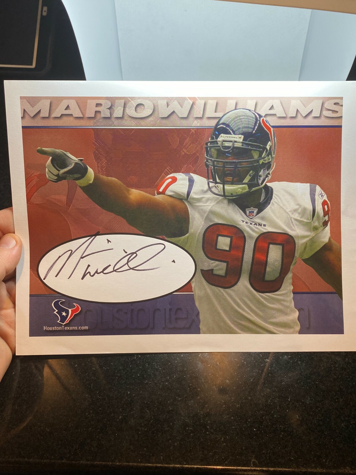 Mario Williams Houston Texans Authentic Autograph 8 x 10 Photo