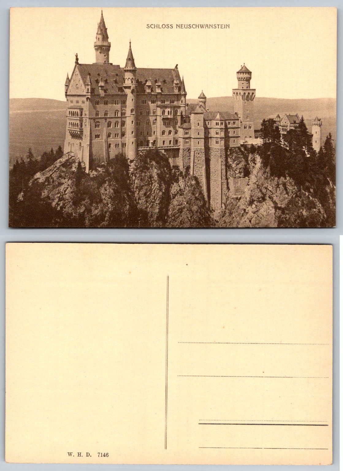 Vtg Schloss Neuschwanstein Castle Germany RPPC Undivided Back Postcard W.H.D. Vtg Schloss Neuschwanstein Castle Germany RPPC Undivided Back Postcard W.H.D.
