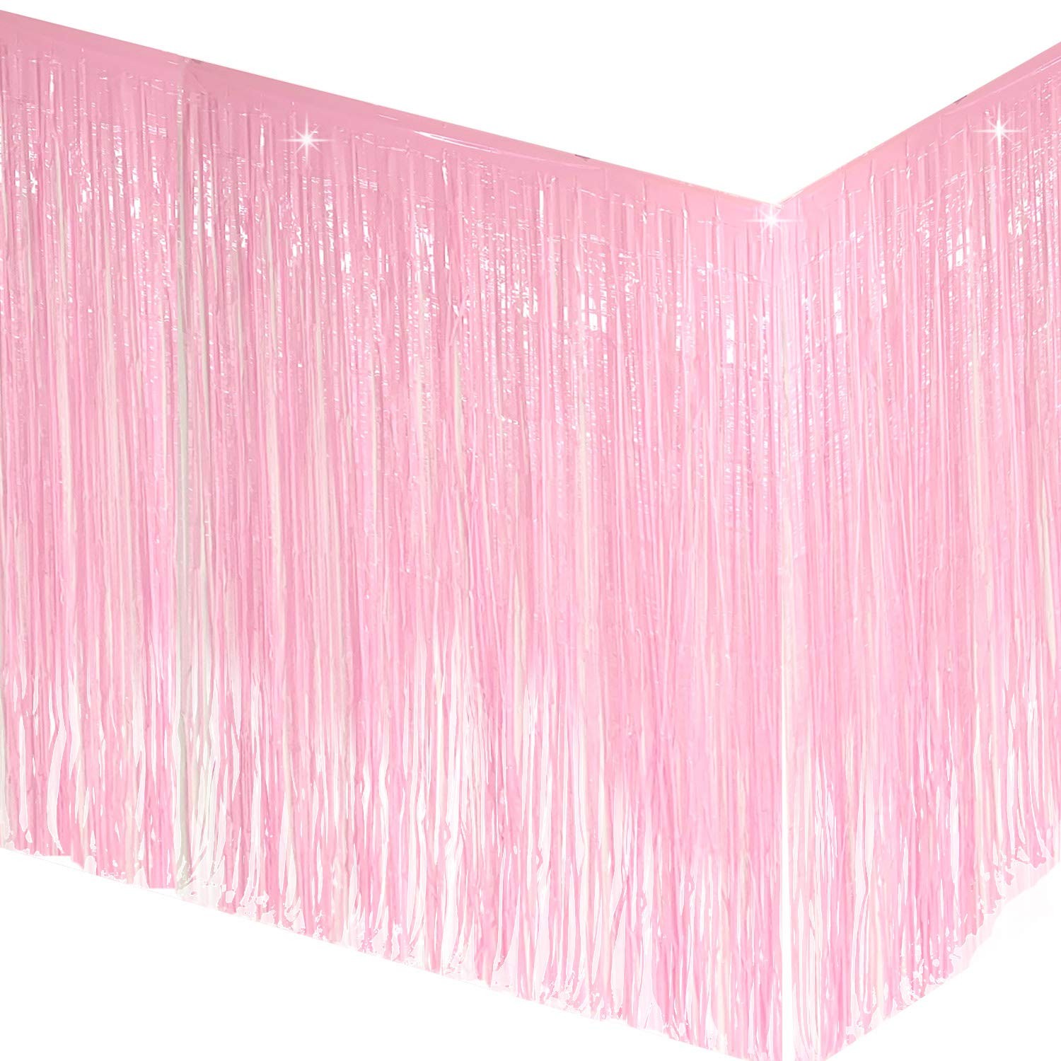 Allgala Macaron Pink Tinsel Table Skirt 2-Pack, 29x108\