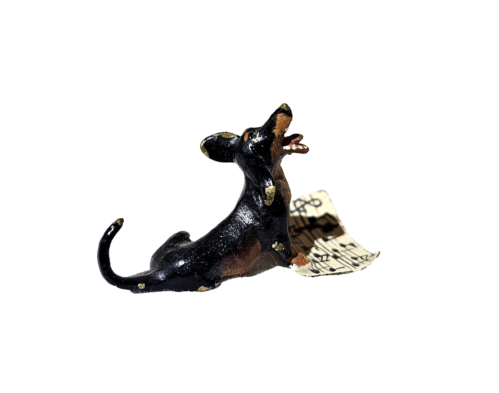 Vienna Bronze Dog Figurine Dachsund Singing Austria