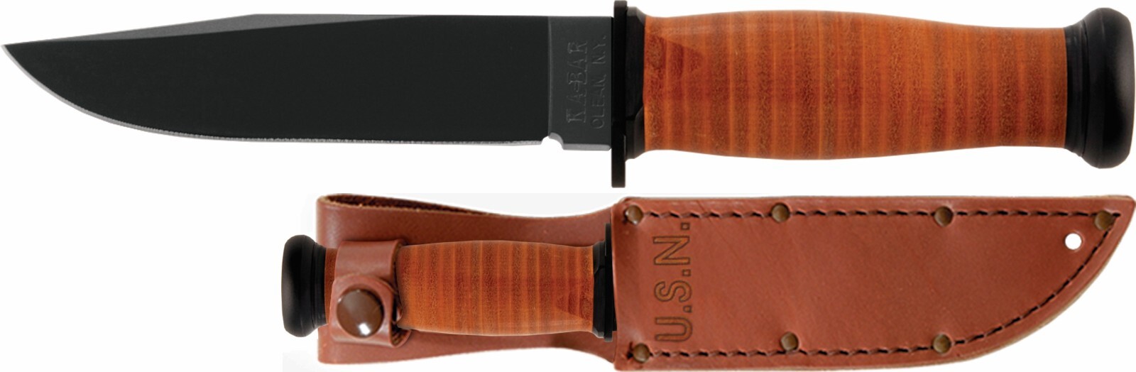 KA-BAR 2225 US NAVY MARK 1 Leather Hndl & Sheath Straight Edge Fighting Knife