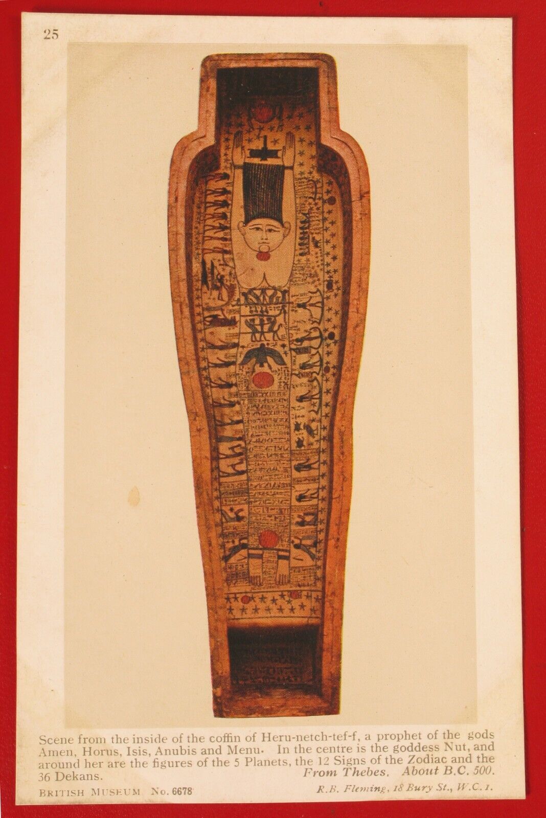 VINTAGE BRITISH MUSEUM CARD EGYPTIAN MUMMY TOMB PHAROAH COFFIN SARCOPHAGUS RARE