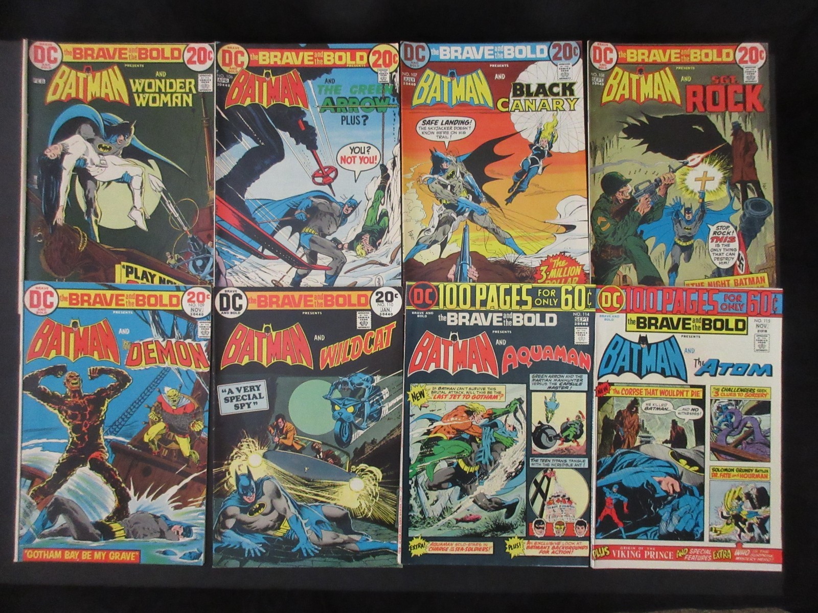BRAVE AND THE BOLD (BRONZE AGE LOT OF 8) #105-110 114 115 BATMAN FN/VF W PAGES