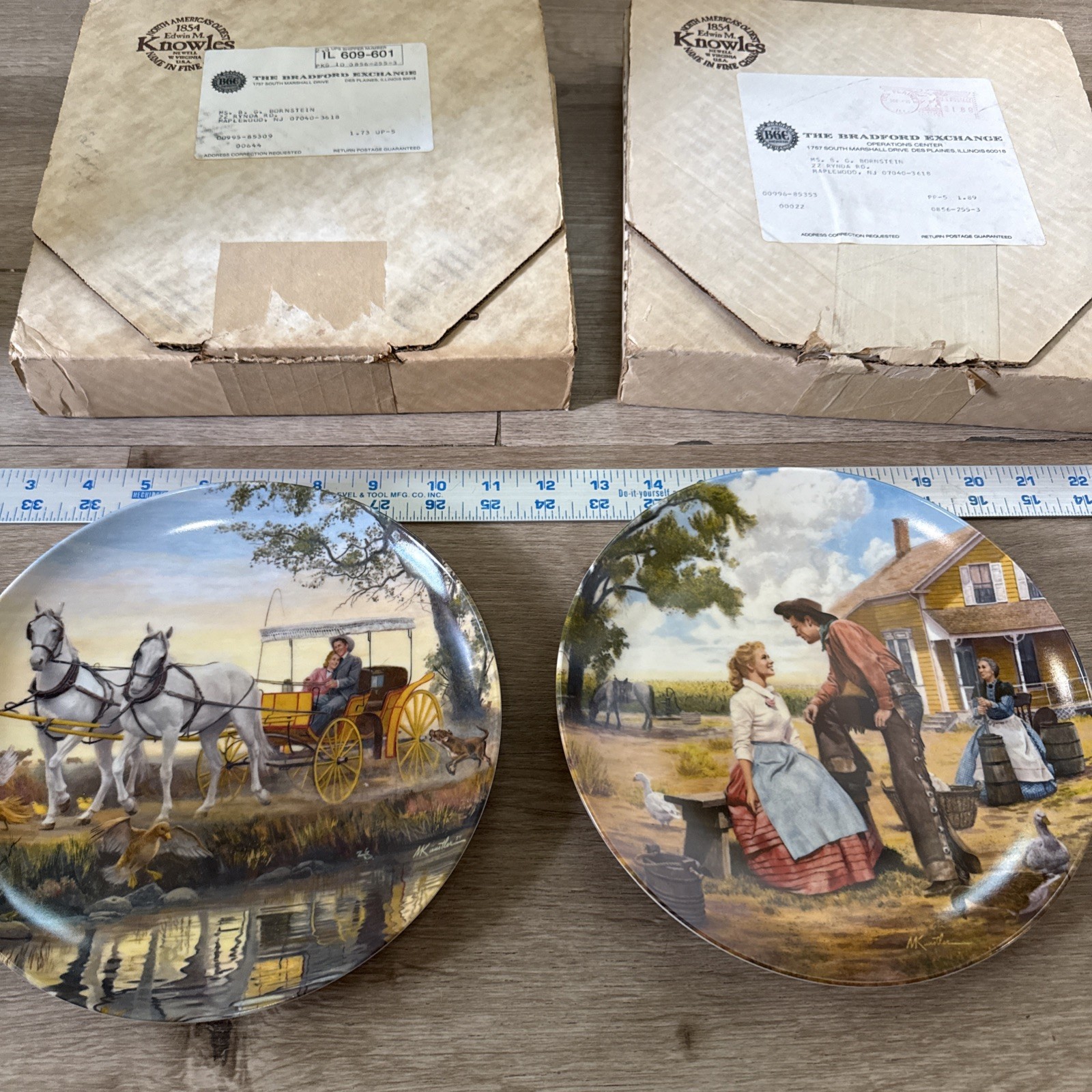 2 Knowles Oh What A Beautiful Mornin Oklahoma Collectors Plates with COA