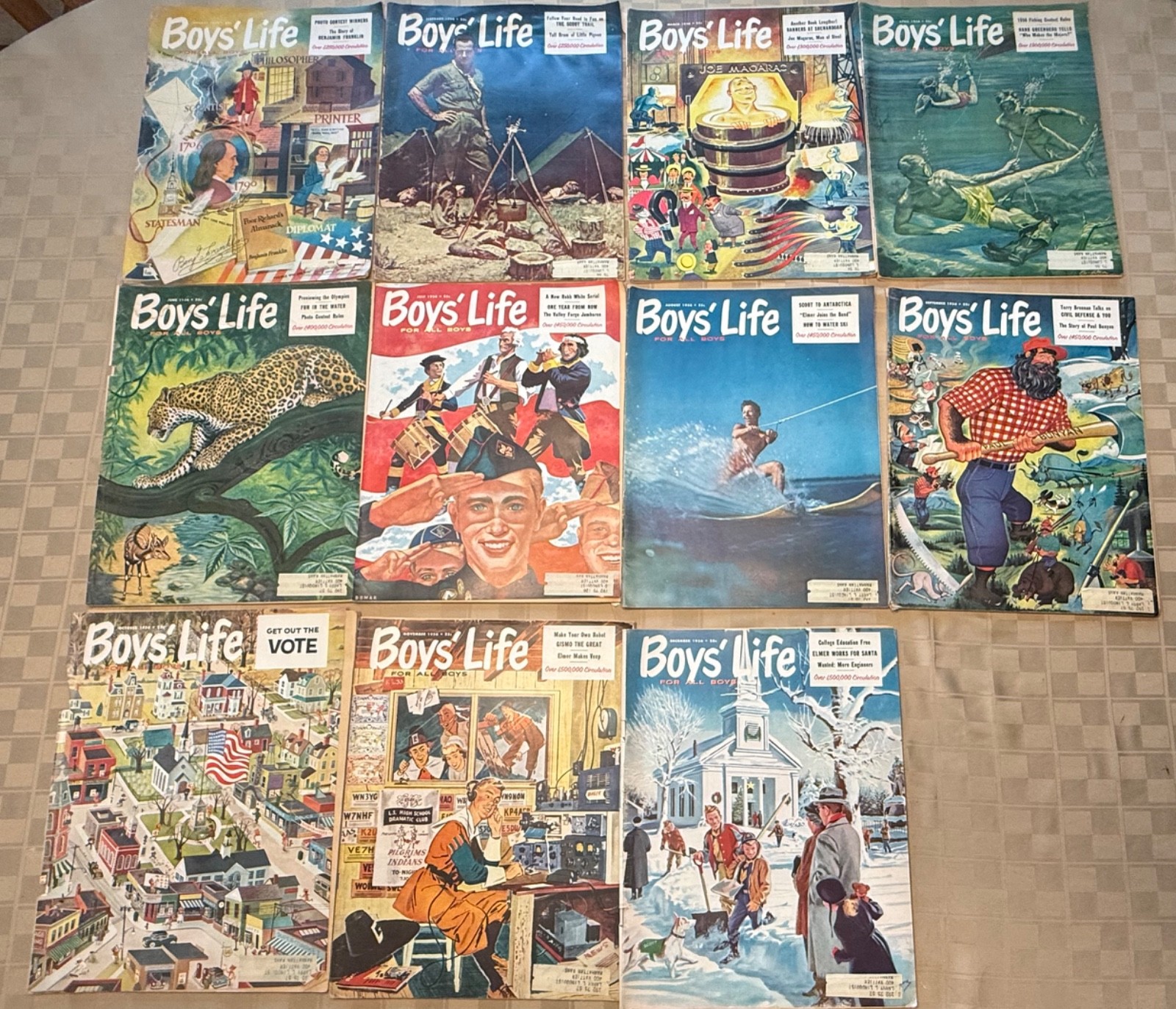 Vintage Boys' Life Magazine Lot – 1956 Missing May - Boy Scouts BSA Scouting