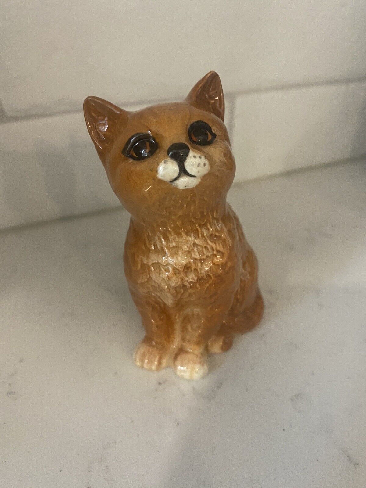 VIntage Beswick England Cat Figurine Ginger Tabby Orange Porcelain 4