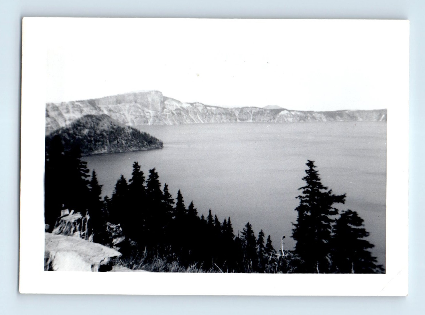 Old Vintage Photo LANDSCAPE CRATER LAKE OREGON MOUNTAINS FOUND SNAPSHOT