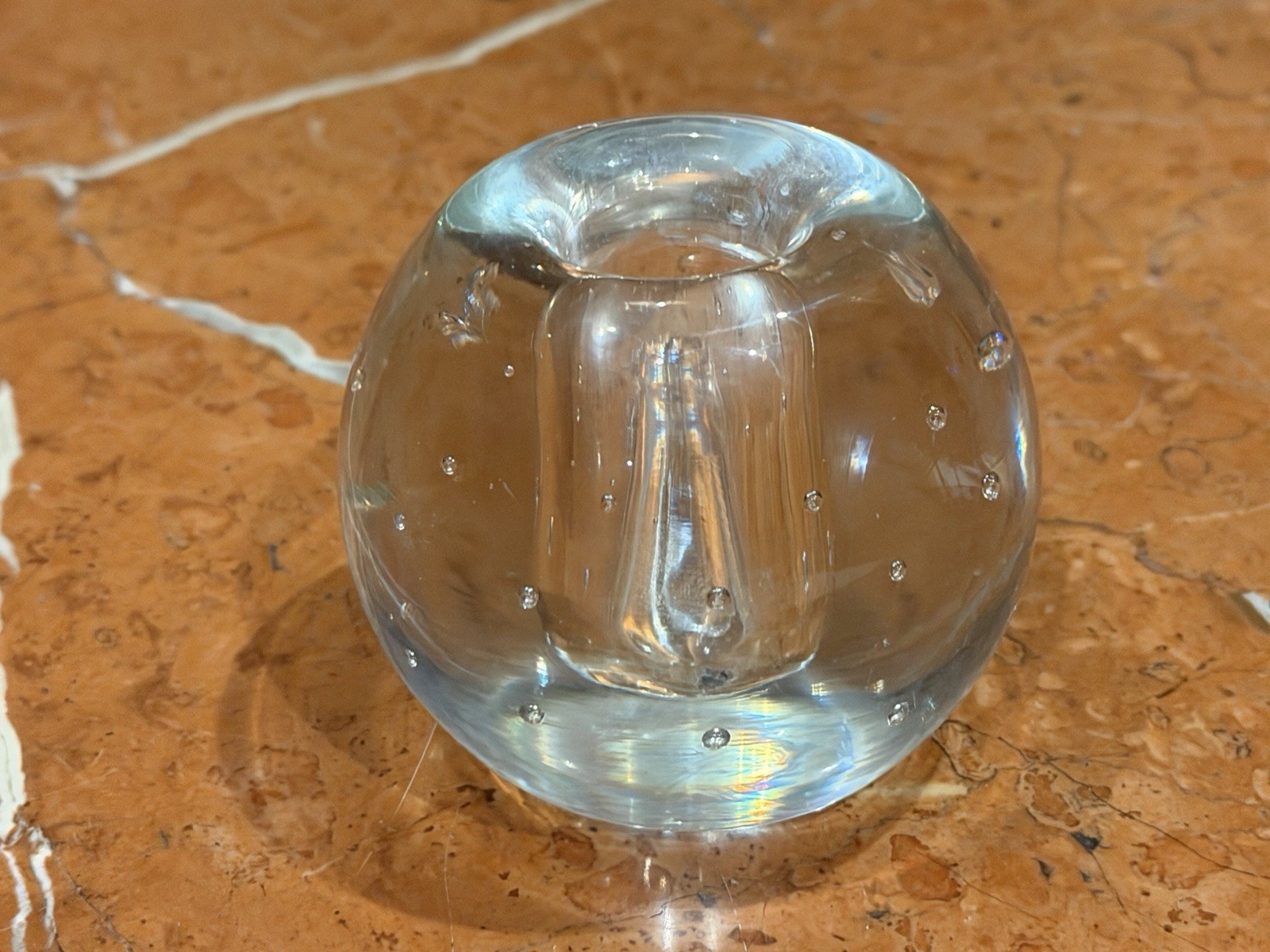 BART ZIMMERAN 1992 SIGNED CLEAR ART GLASS BUBBLES CANDLESTICK HOLDER PAPERWEIGHT