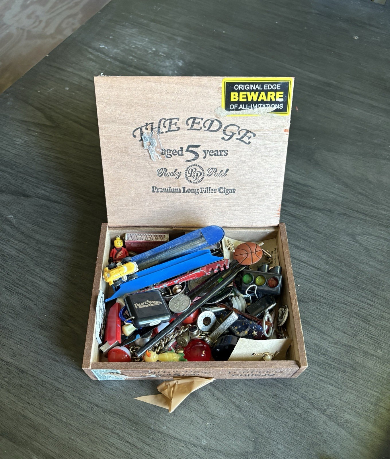 VTG Estate Mixed Junk Drawer Lot Box Tokens Tools Tie Bar Tack Pin Cigar Box VTG Estate Mixed Junk Drawer Lot Box Tokens Tools Tie Bar Tack Pin Cigar Box