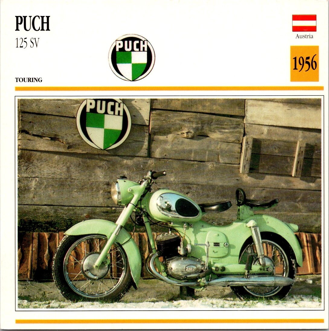 Puch 125 SV 1956 Touring Austria Edito Service Atlas Motorcycle Card