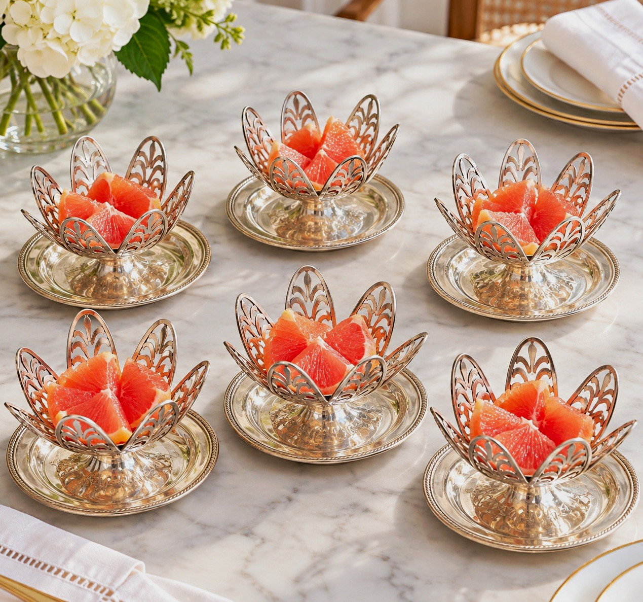 EPNS Silver Plate Pierced Crown Rim Bonbon Bowls/Dishes Set of 6