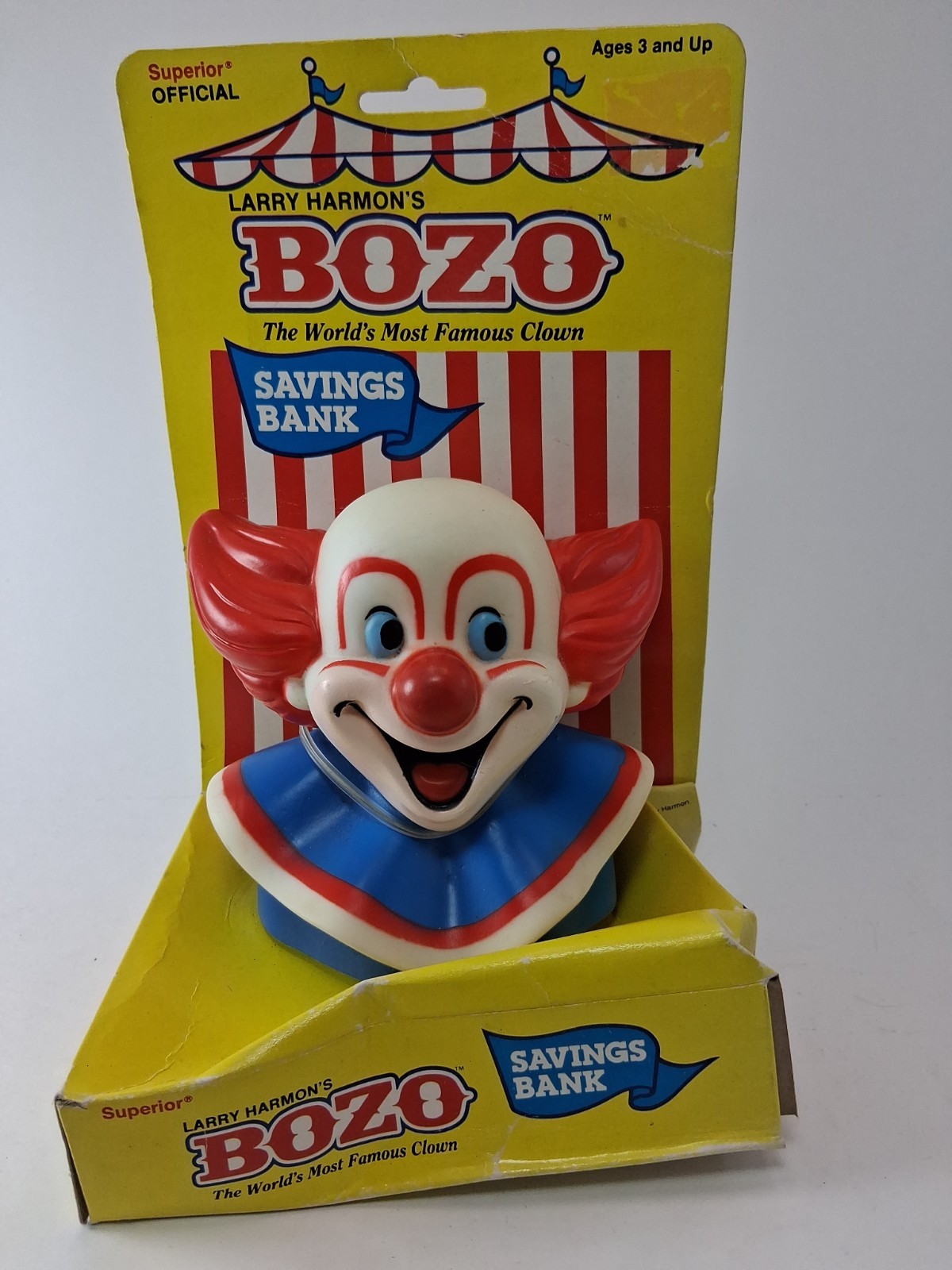 Vintage Bozo the Clown Savings Bank 1987 Superior Plastics