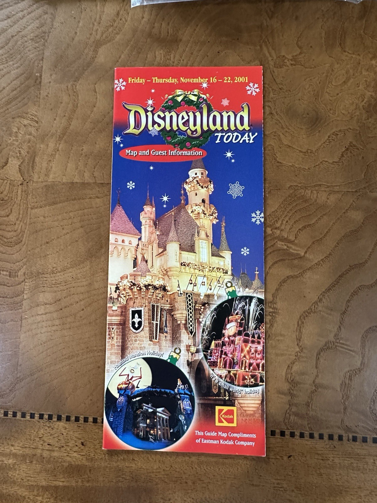 Disneyland Today Guide Map November 16-22 2001 Where The Magic Began Christmas