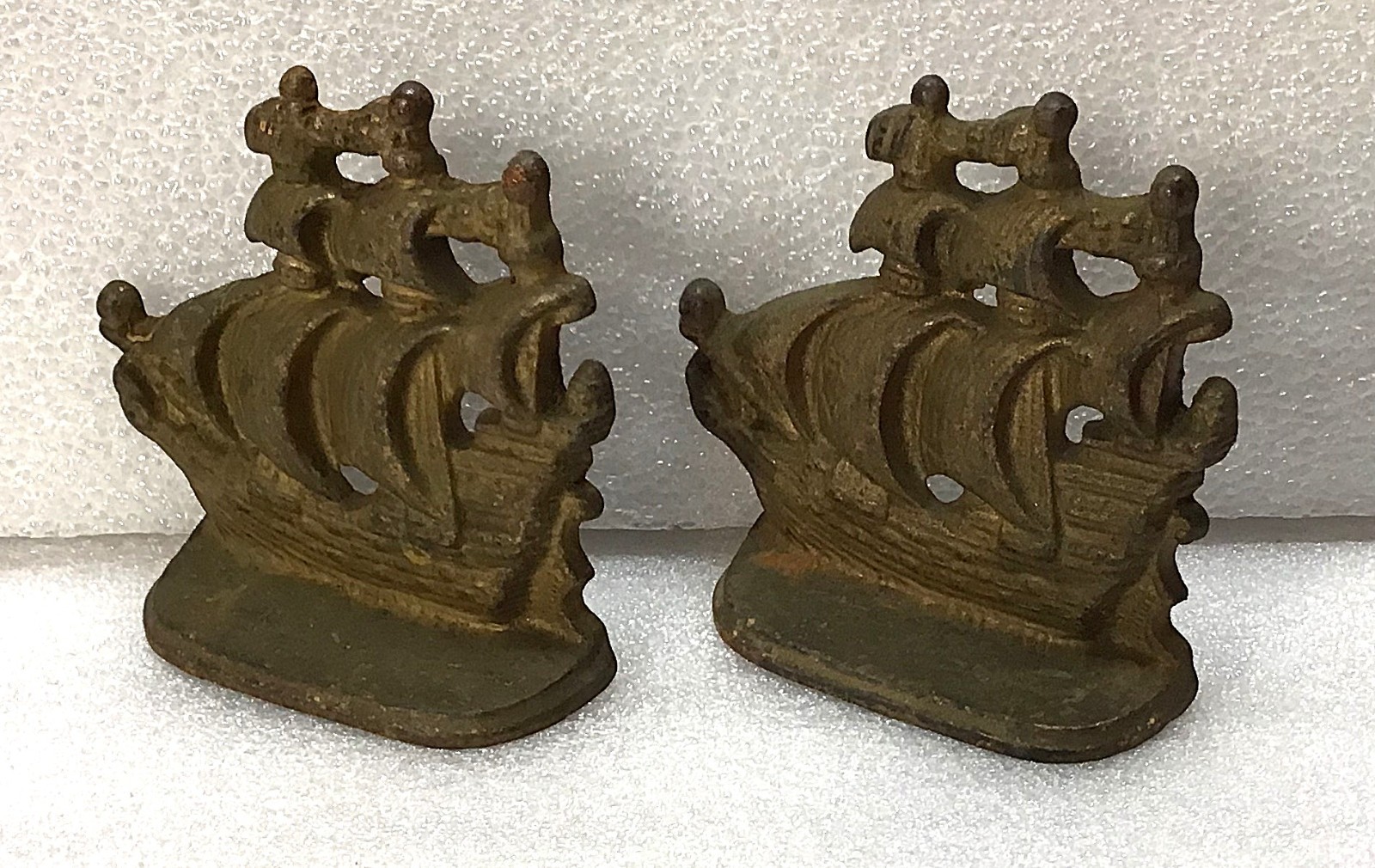 Vintage Brass Pirate\'s Galleon Clipper Ships Bookends Pair 5\ Vintage Brass Pirate\'s Galleon Clipper Ships Bookends Pair 5\