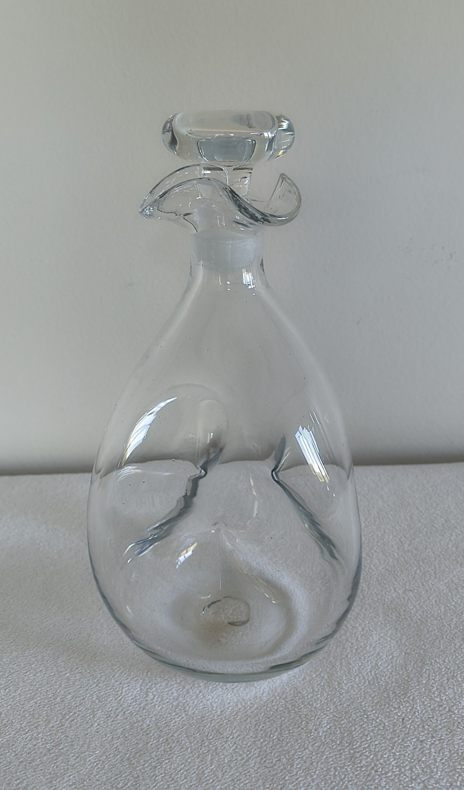 Vintage Blenko Glass Decanter - Design #49 - Pinched Clear