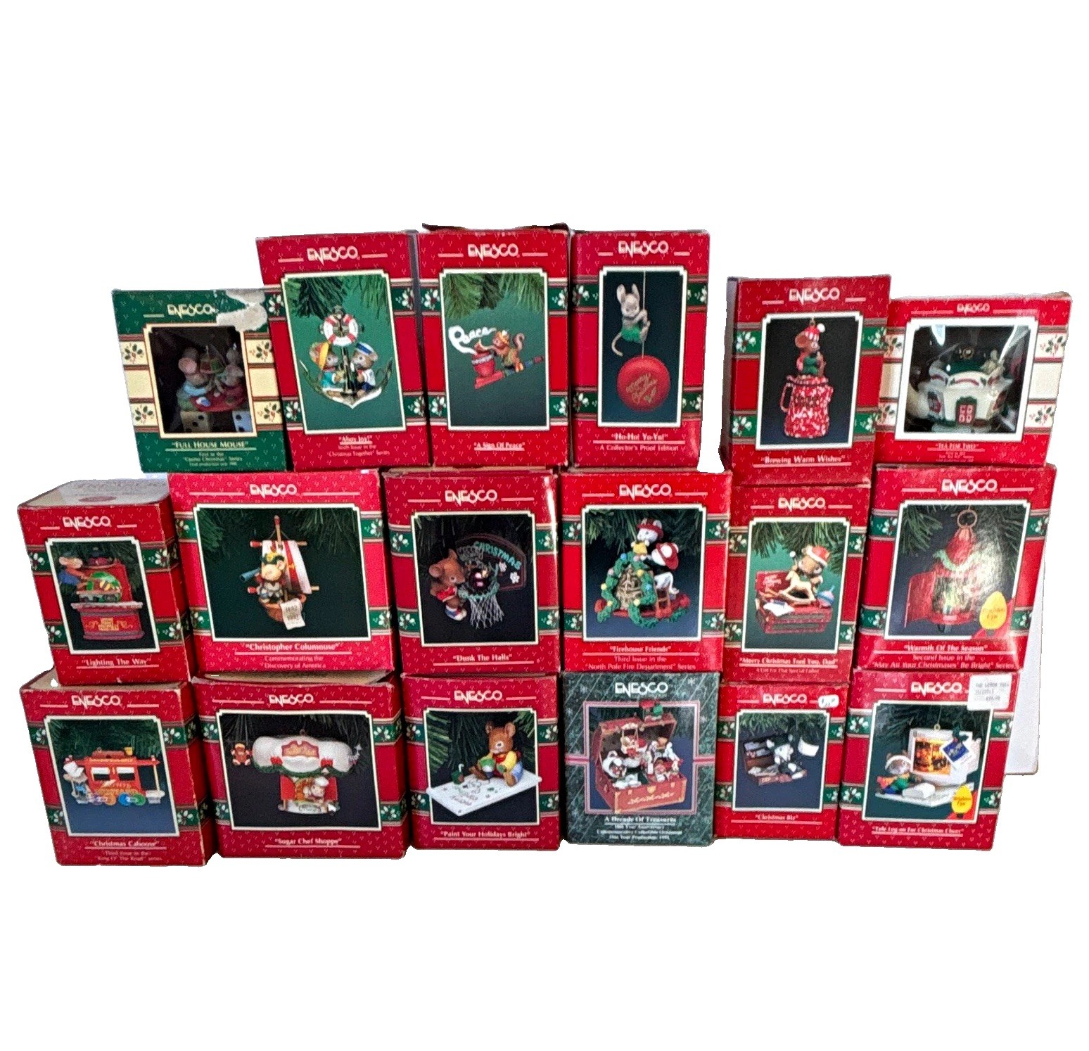 Enesco Christmas Mouse Ornaments Lot of 18