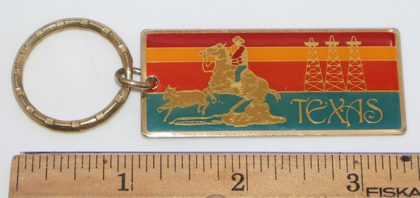 Vintage - Texas - Cowboy Riding Horse - Keychain - 