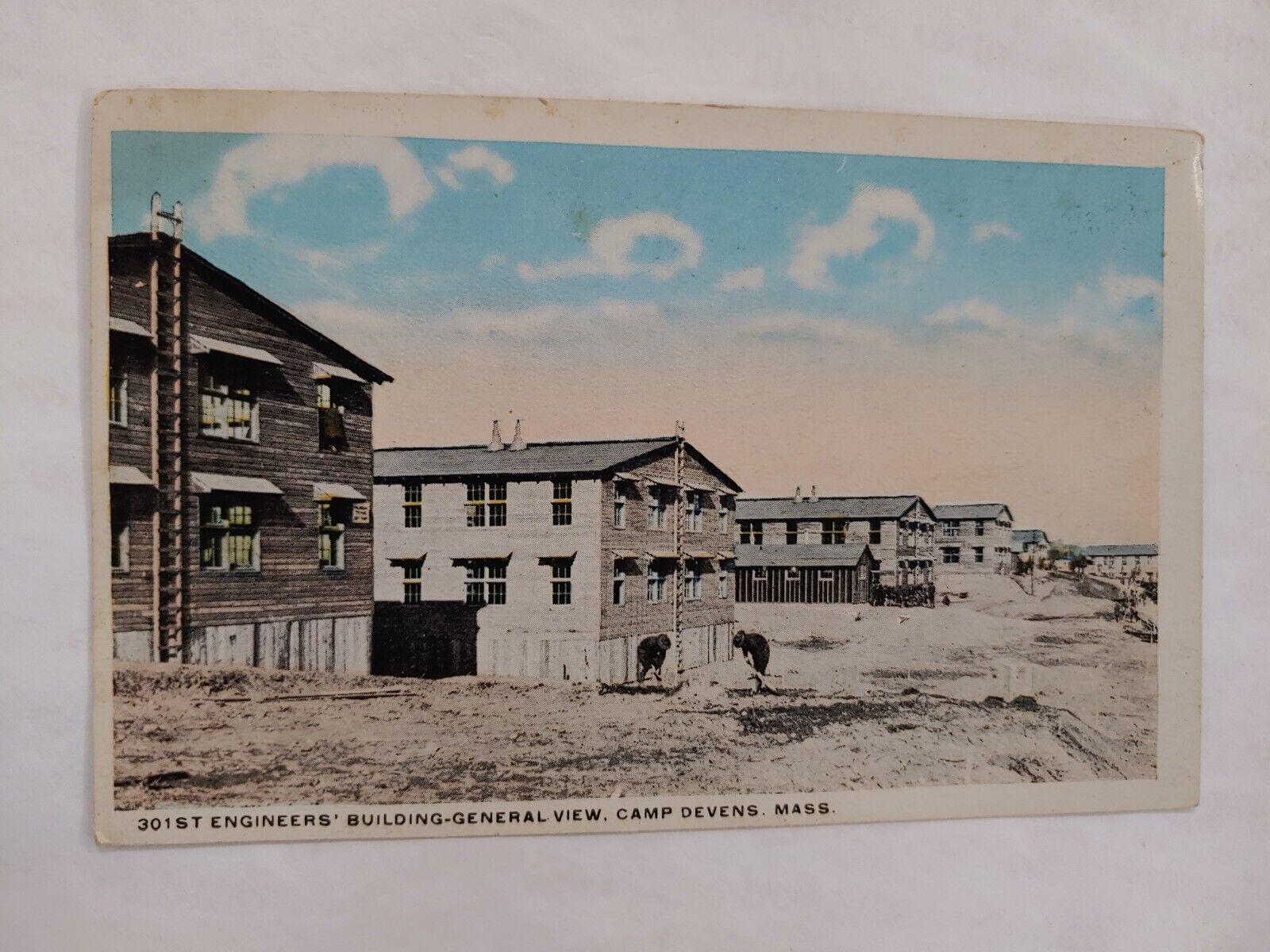 301st Engineers' Building, Camp Devens, Ayer, Mass., Early Postcard P005C
