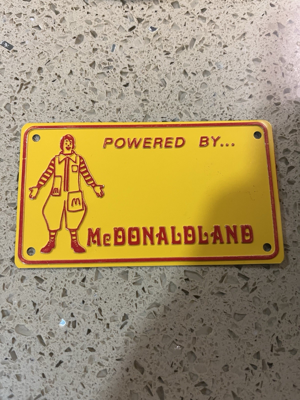 Vintage Ronald Powered by McDonaldland Metal Bicycle License Plate 1970’s Vintage Ronald Powered by McDonaldland Metal Bicycle License Plate 1970’s