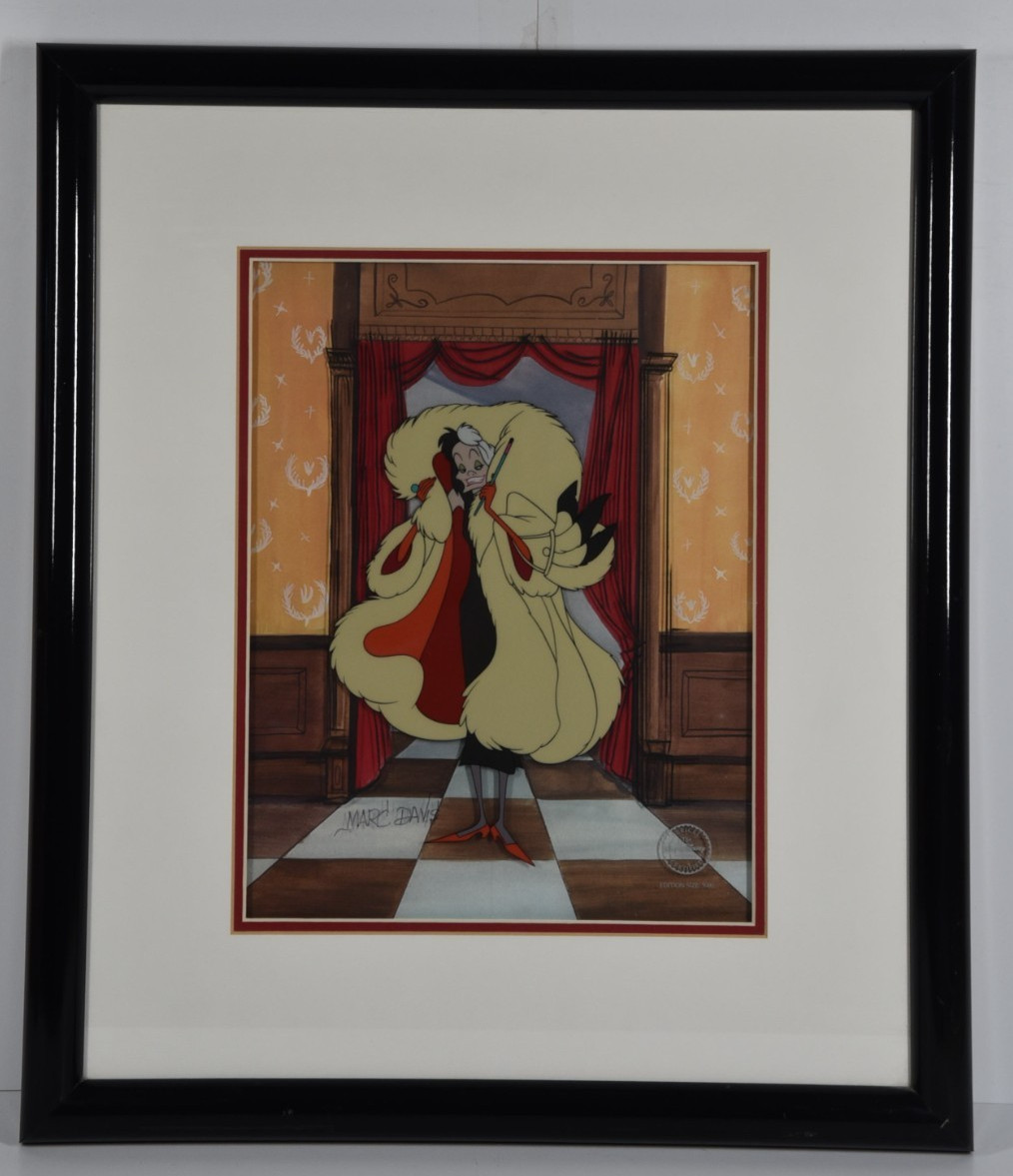 Vintage 101 Dalmatians Hello Dahling Cruella De Vil Sericel Signed Marc Davis