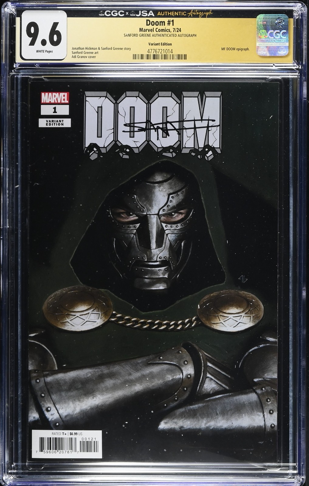 Doom #1 (2024) CGC 9.6 NM+ Granov Variant Signed by Sanford Greene
