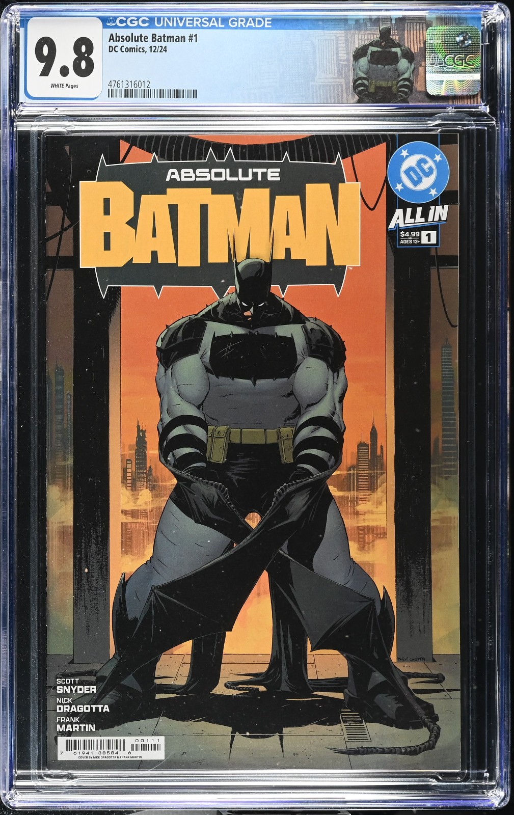 CGC 9.8 Absolute Batman #1 1st PRINT Cover A wtih Custom Label