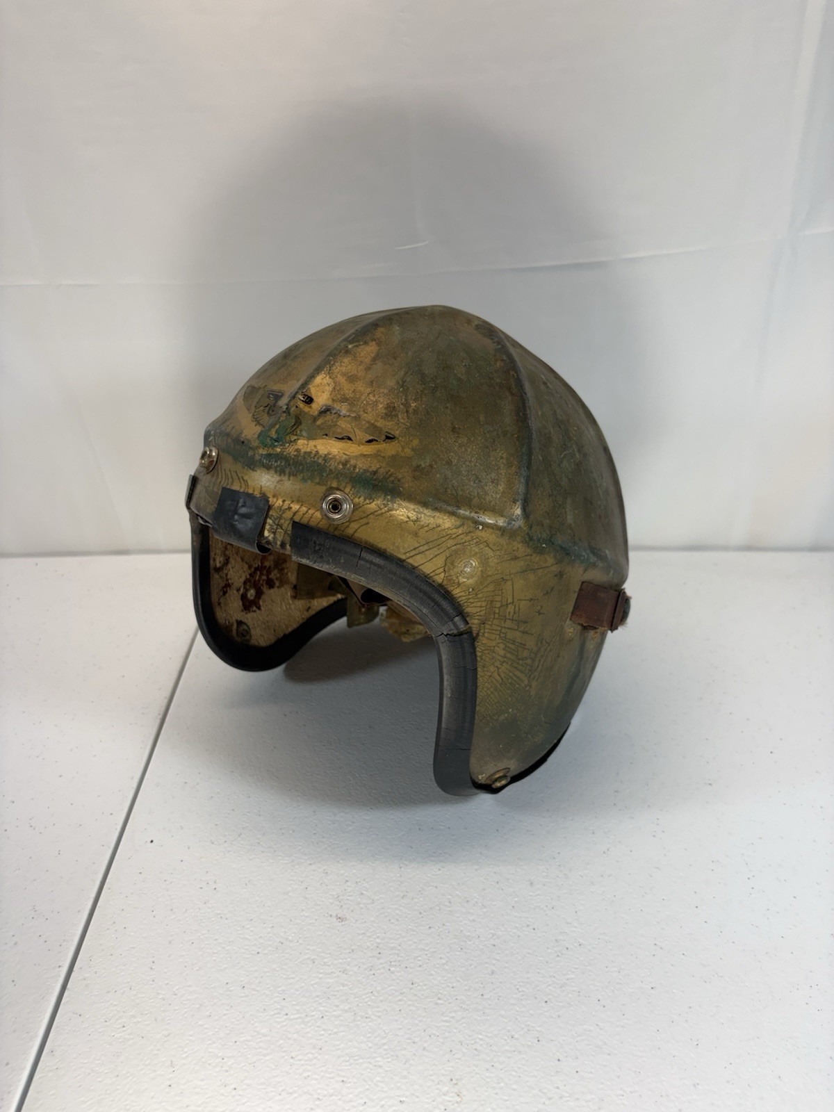 Vintage 1950s US Navy H-4 Pilot Flight Helmet Gold Fiberglass Military