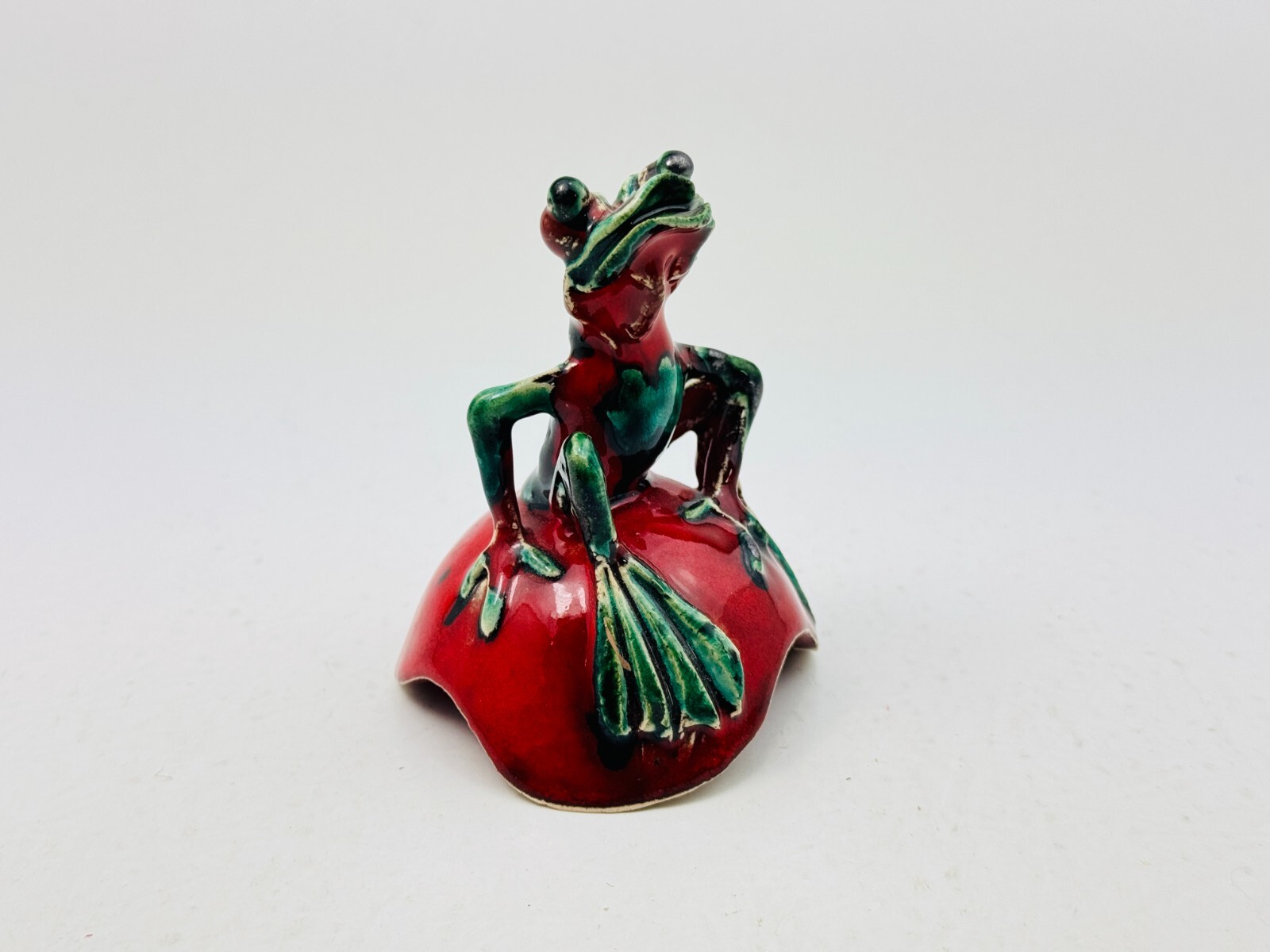 Vintage Handcrafted Handmade Glazed Frog Toad Figurine Folk Art Whimsical Style