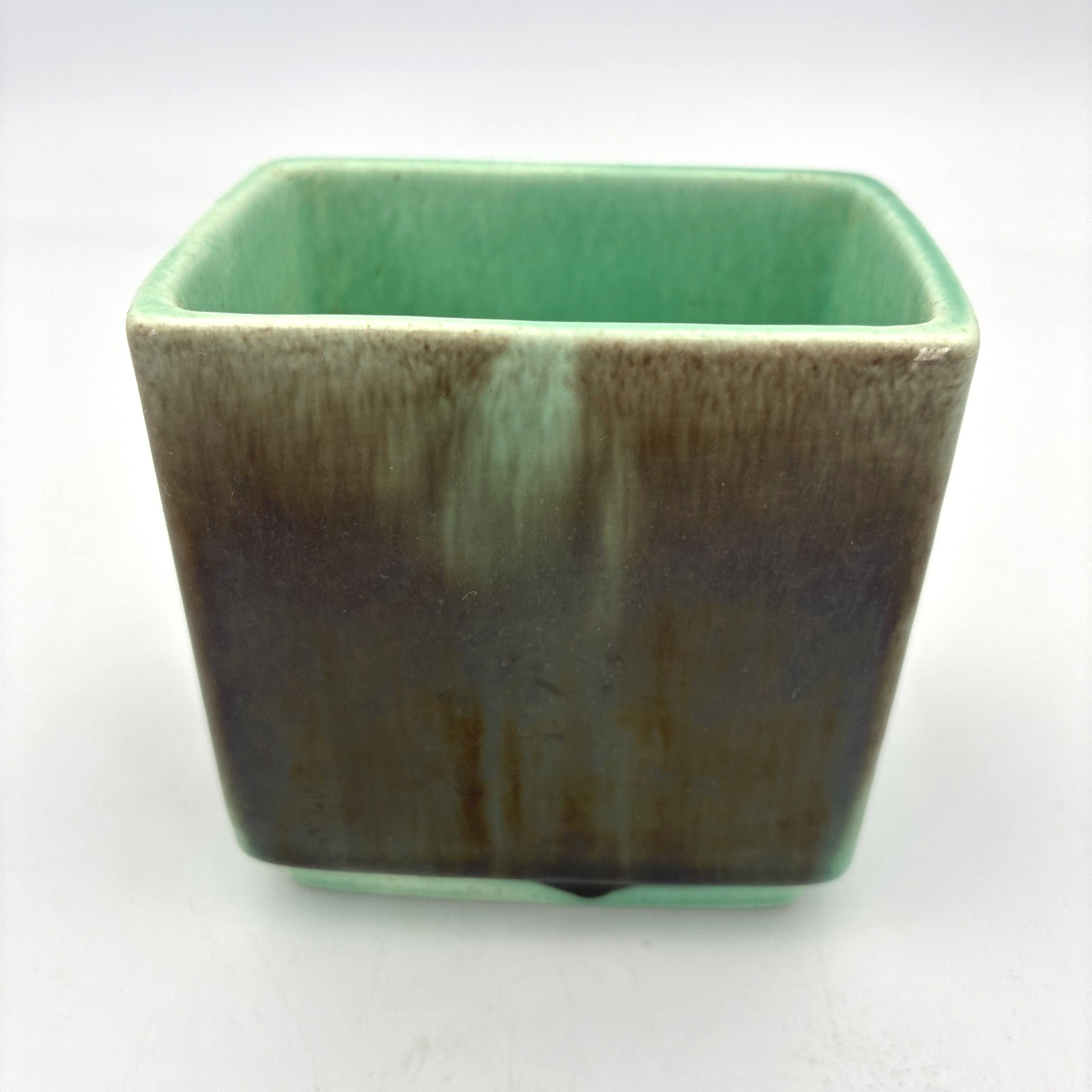 Vintage Covina Pottery 125 California MCM Teal Smoke Iridescent Glaze Vase