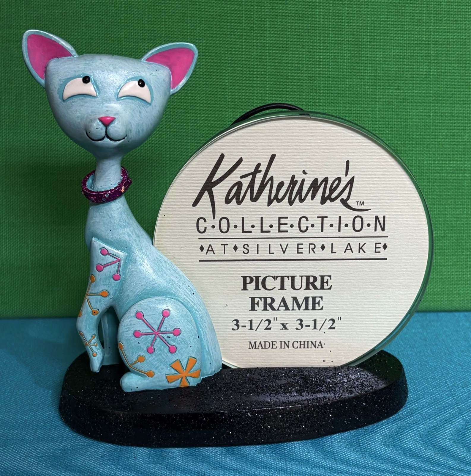 Retro 60-70's Style Cool Cat Picture Frame Stand by Katherine's Collection Teal