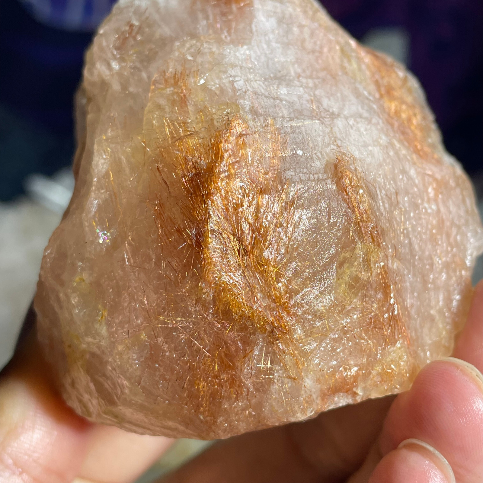 277g Natural Rutilated Rough Stone Golden Hair Quartz Crystal Mineral Specimen