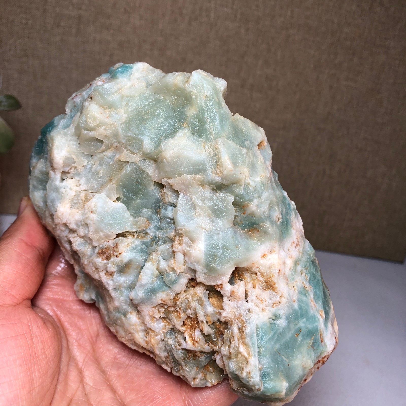 130-88-45mm Natural amazonite uncut block original Crystal specimens 534g A2320