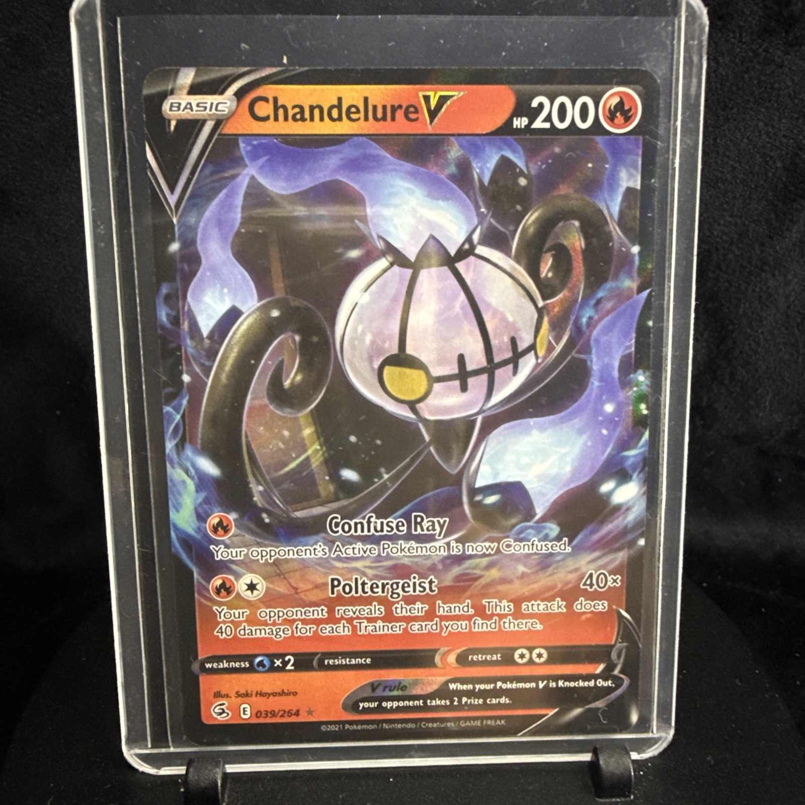 Chandelure V 2021 Fusion Full Art Ultra Rare Holo Pokemon Card 039/264 (NM)