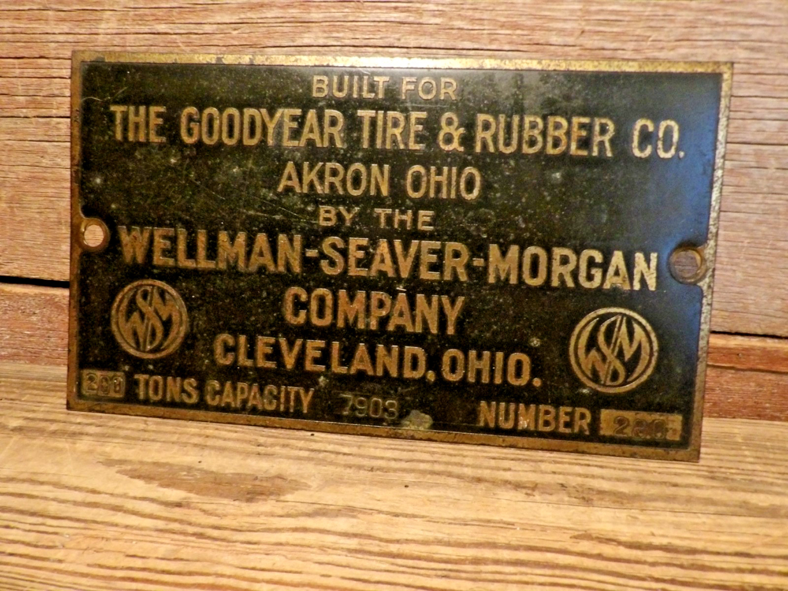 Vintage RARE 1940-50s THE GOODYEAR TIRE & RUBBER CO. Akron Ohio Brass Plate Vintage RARE 1940-50s THE GOODYEAR TIRE & RUBBER CO. Akron Ohio Brass Plate
