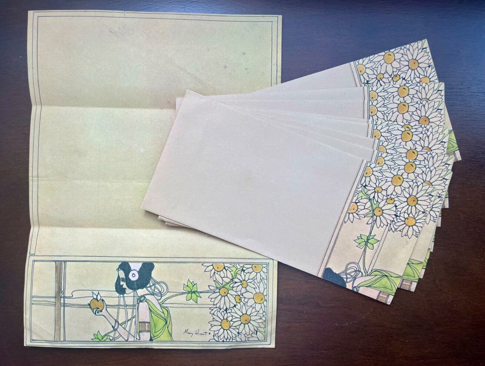 Rare vintage mid-century Mary Quant art nouveau-inspired stationery envelopes