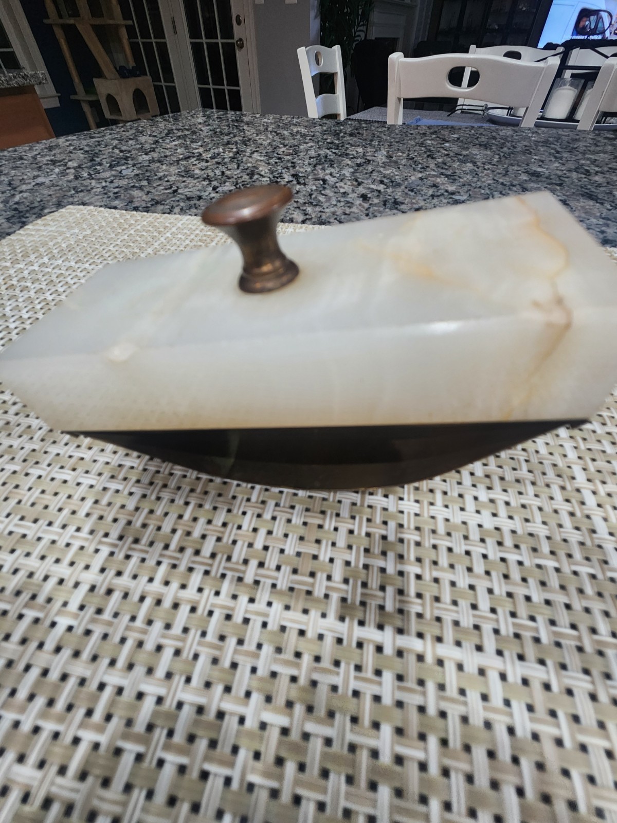 Vintage 1960s Marble Brass Rocker Blotter