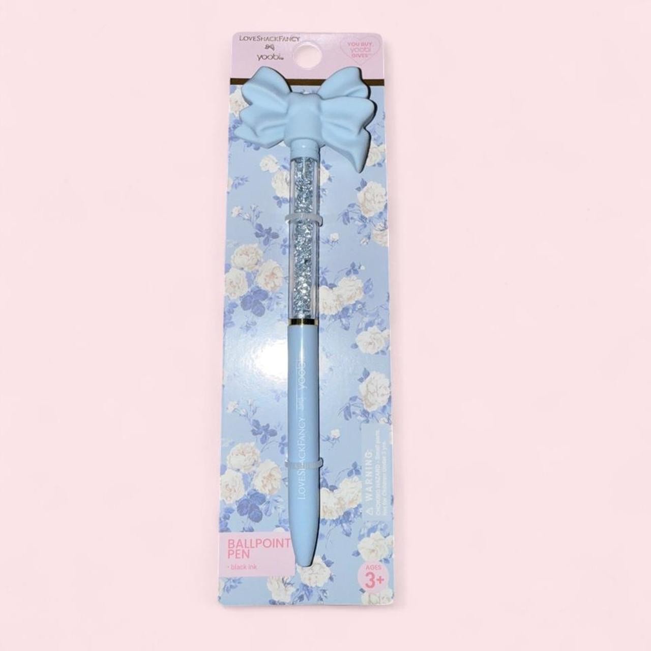 LoveShackFancy x Yoobi Blue Bow Ballpoint Pen Floral Target New