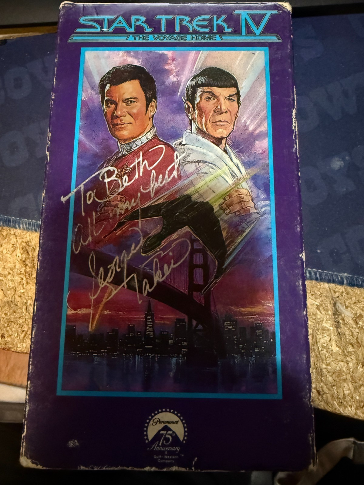 GEORGE TAKEI Signed STAR TREK IV --VCR TAPE COVER--WITH TAPE--