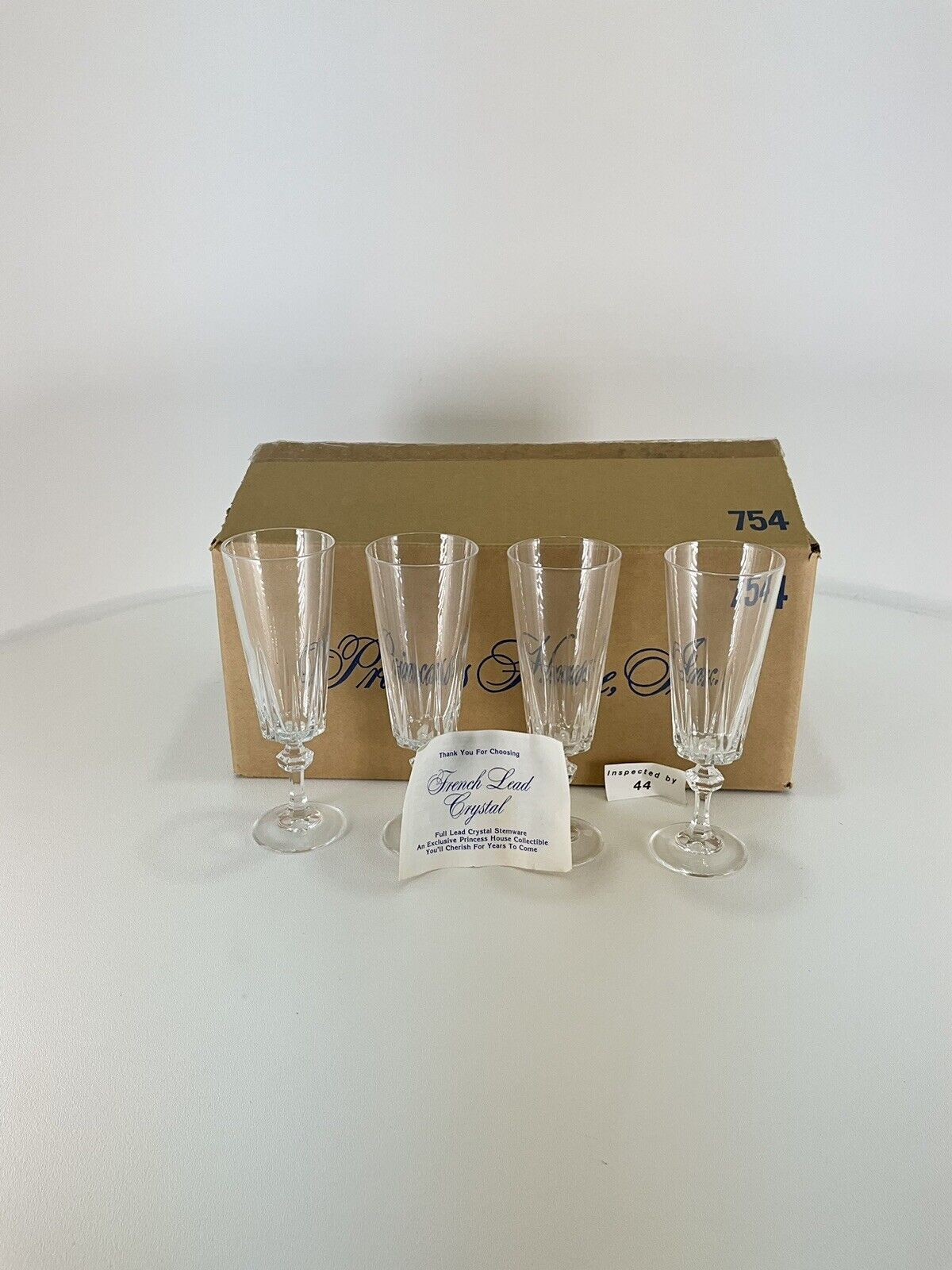 Princess House French Lead Crystal Set Of Four Vintage Champagne 5.5 Ounces